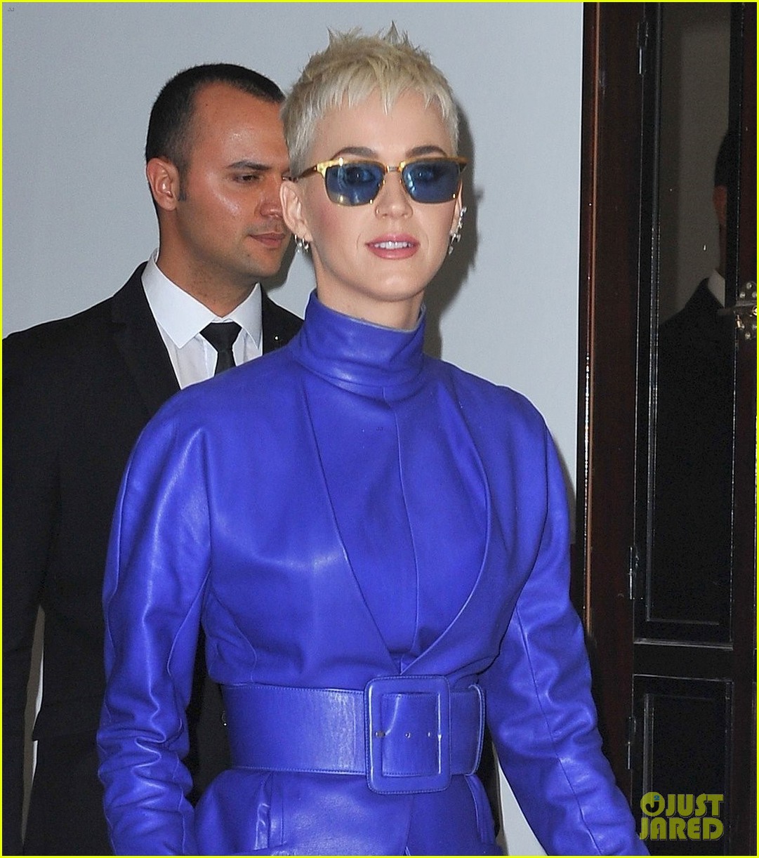 Full Sized Photo Of Katy Perry Blue Leather Dress Paris 04 | Katy Perry 