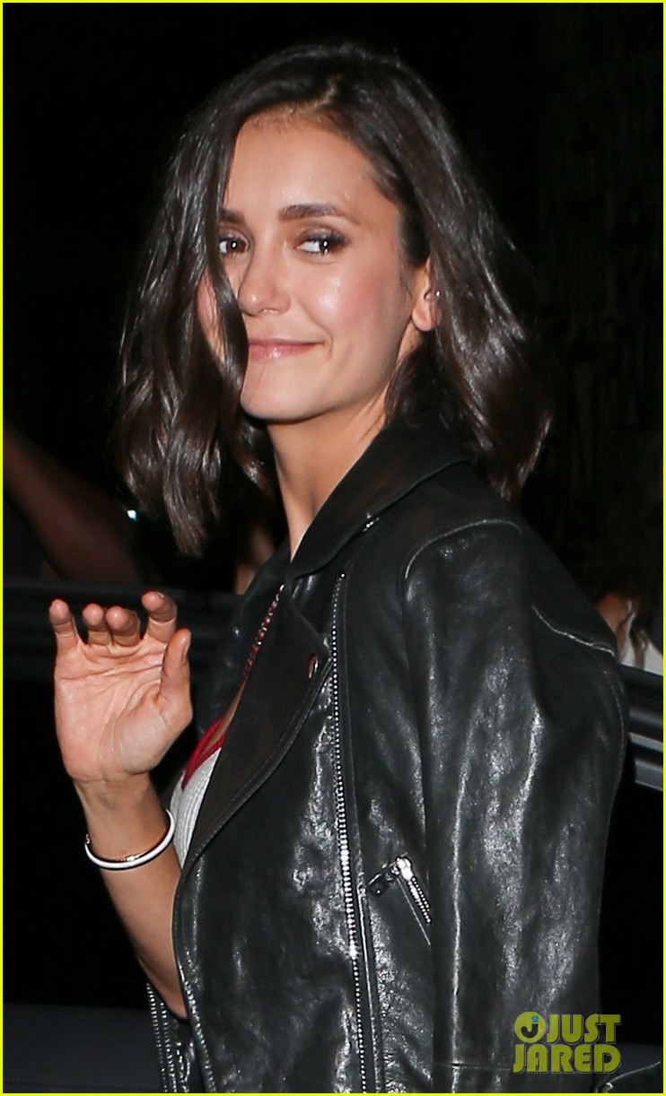 Nina Dobrev Rocks 'Baby Girl' Tank Top & Silver Cutout Pumps for Dinner