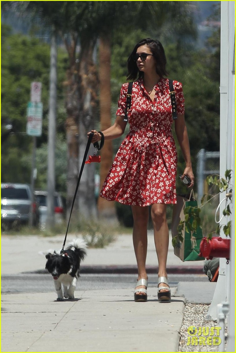 Full Sized Photo of nina dobrev walks her dog maverick 04 | Nina Dobrev