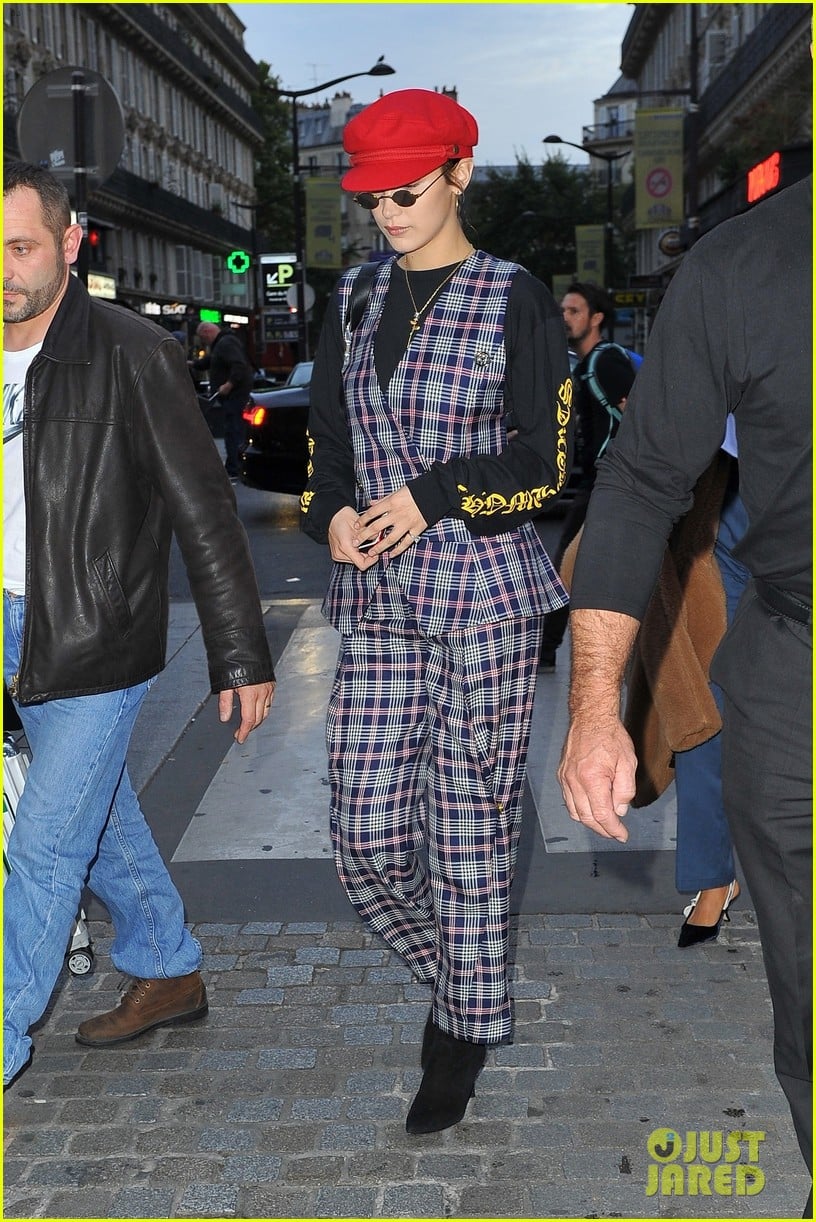 Full Sized Photo of bella hadid shows off her love for patterns while ...