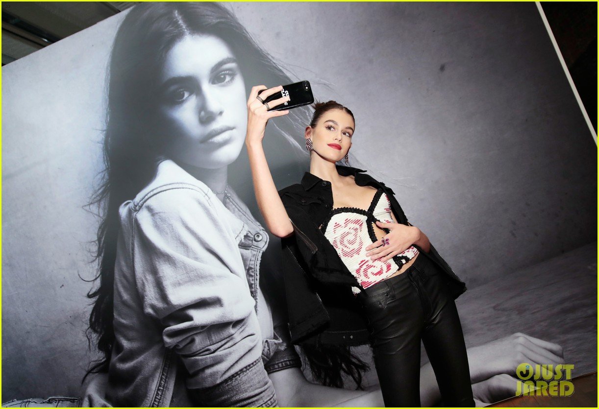 Full Sized Photo of kaia gerber celebrates her hudson jeans