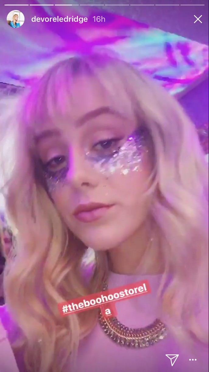 DeVore Ledridge Wears Glitter Under Her Eyes at Boohoo's LA Popup