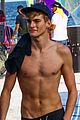 presley gerber flaunts his abs while going shirtless at the beach 05
