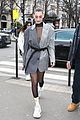 bella hadid goes bralass in a sheer top and two tone suit jacket 02
