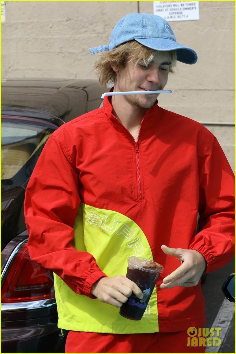 Full Sized Photo Of Justin Bieber Red Jacket Pants 12 | Justin Bieber