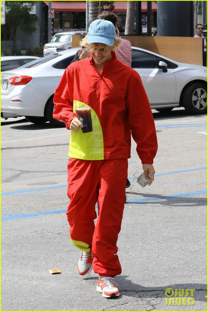 Full Sized Photo Of Justin Bieber Red Jacket Pants 21 | Justin Bieber