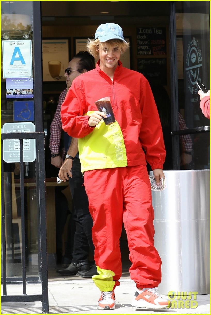 justin bieber red pants