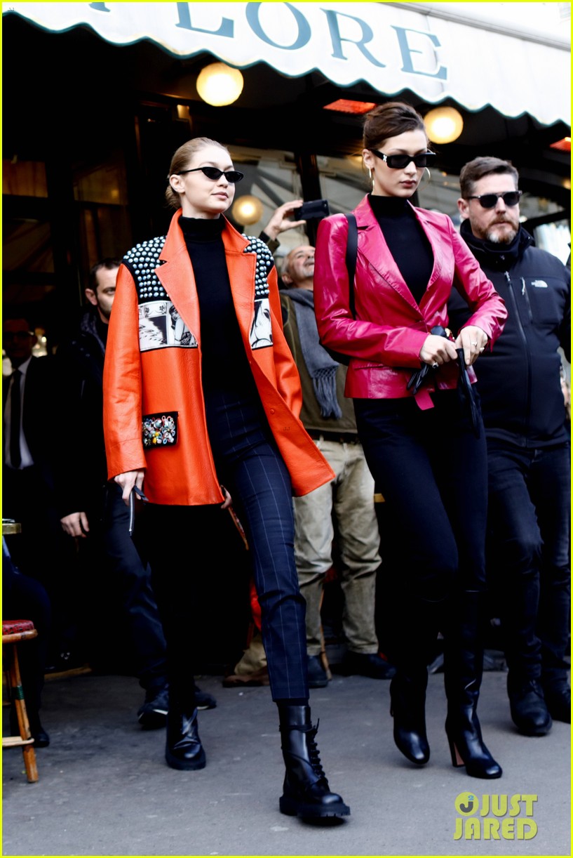 Gigi Hadid & Bella Hadid Nail Neon While Grabbing Lunch in Paris ...