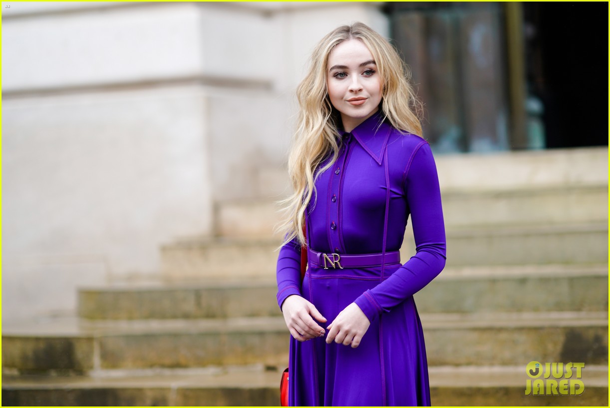 Full Sized Photo of sabrina carpenter goes purple for nina ricci