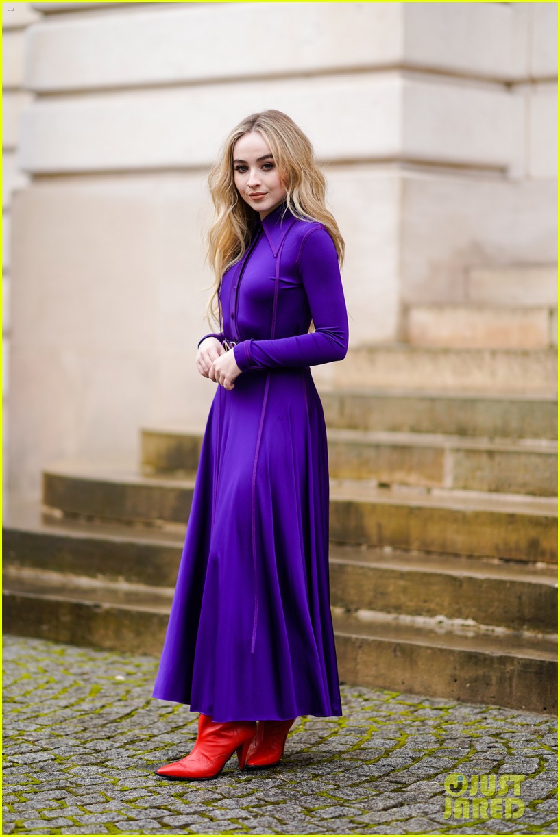 Full Sized Photo of sabrina carpenter goes purple for nina ricci