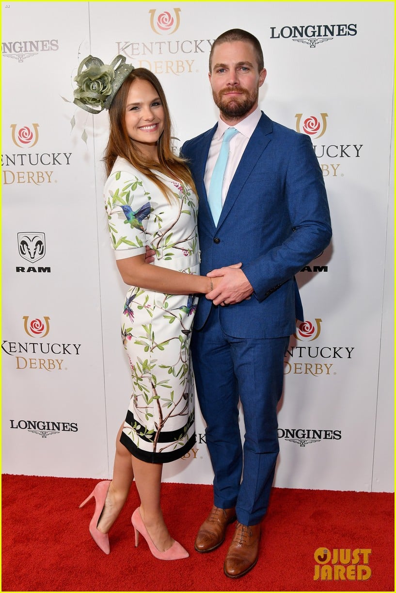 Emily Bett Rickards Helps Stephen Amell Celebrate Birthday at Kentucky ...