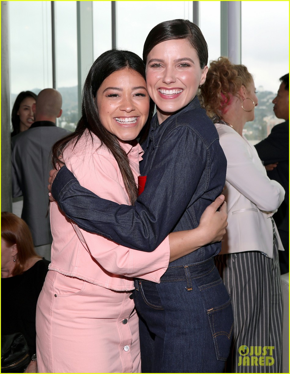 gina rodriguez and sophia bush share a hug at ciroc empowered womens brunch 02