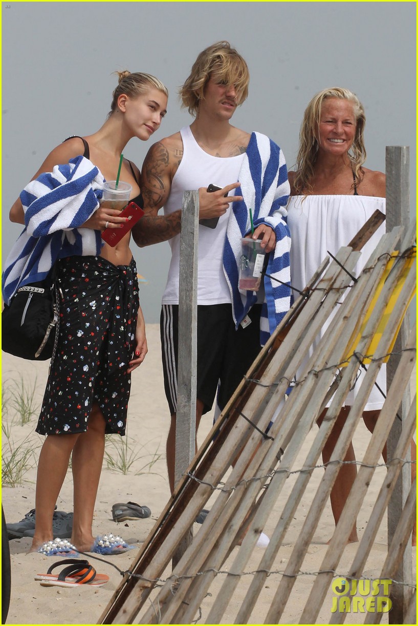 Justin Bieber Hits the Beach in the Hamptons with Hailey Baldwin