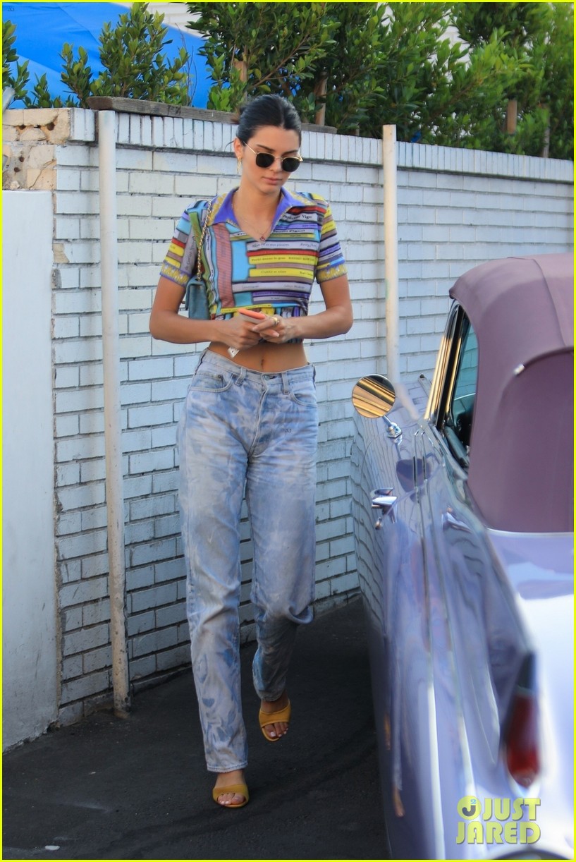 Kendall Jenner Drives Off in Vintage Car After Dinner with Kourtney