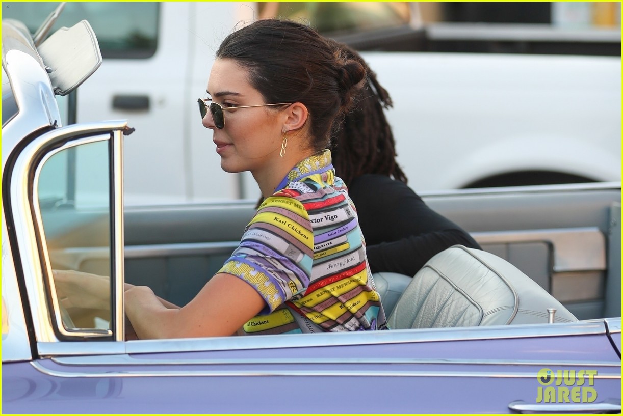 Kendall Jenner Drives Off in Vintage Car After Dinner with Kourtney