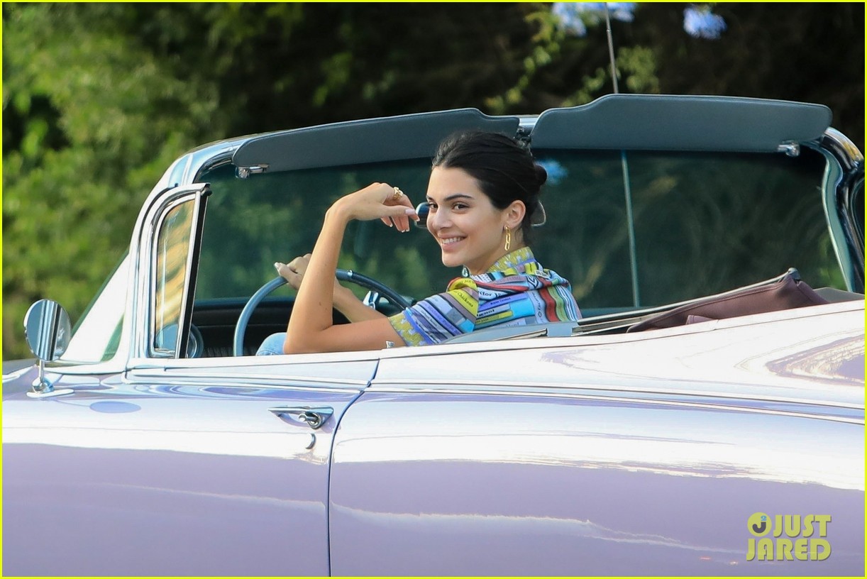 Kendall Jenner Drives Off in Vintage Car After Dinner with Kourtney