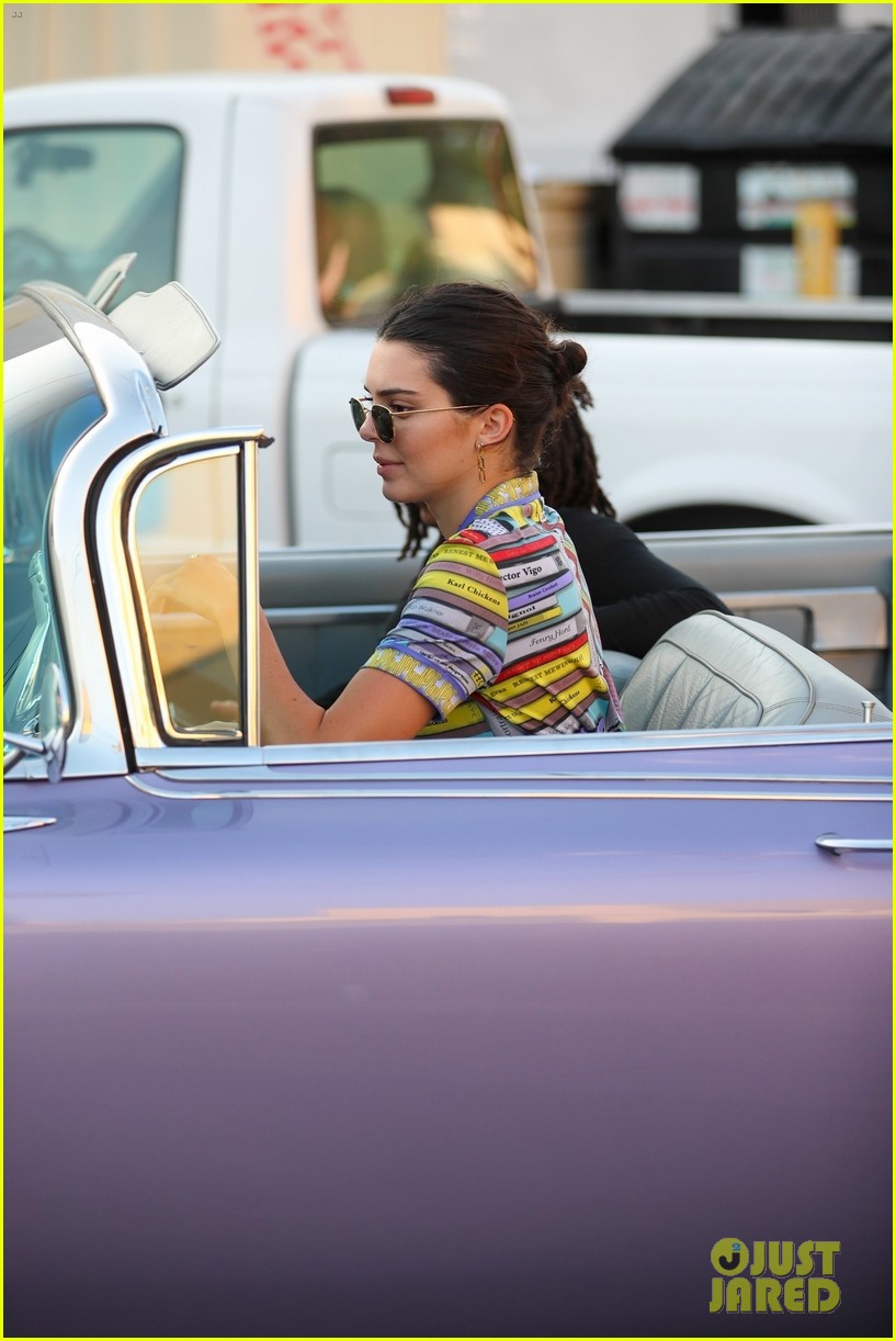 Kendall Jenner Drives Off in Vintage Car After Dinner with Kourtney
