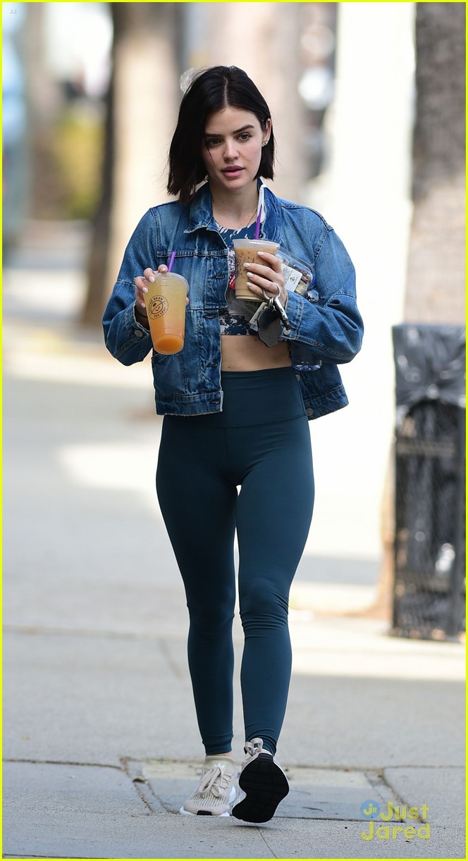 Full Sized Photo of lucy hale errands workout stjude tee 02 | Lucy Hale