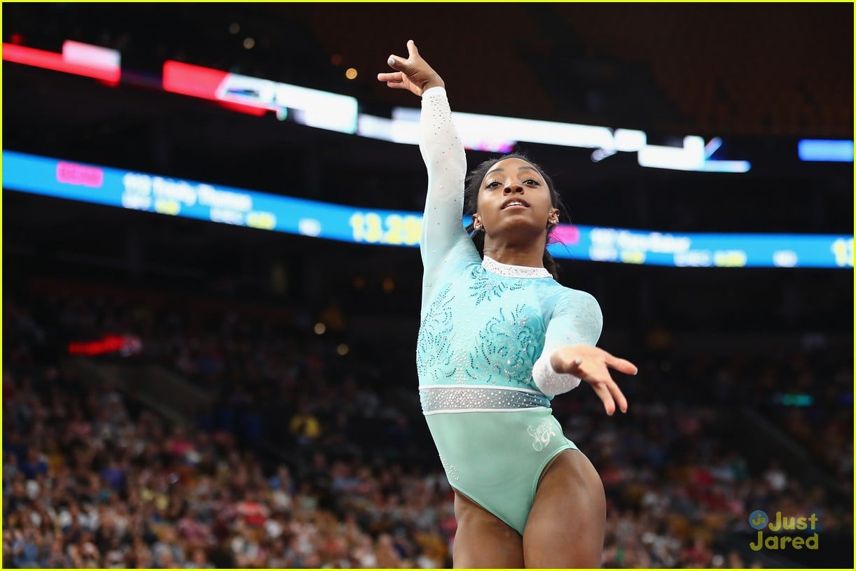 Gymnast Simone Biles Wears Teal Leotard For Sexual Assault Awareness While Winning Her 5th 2984