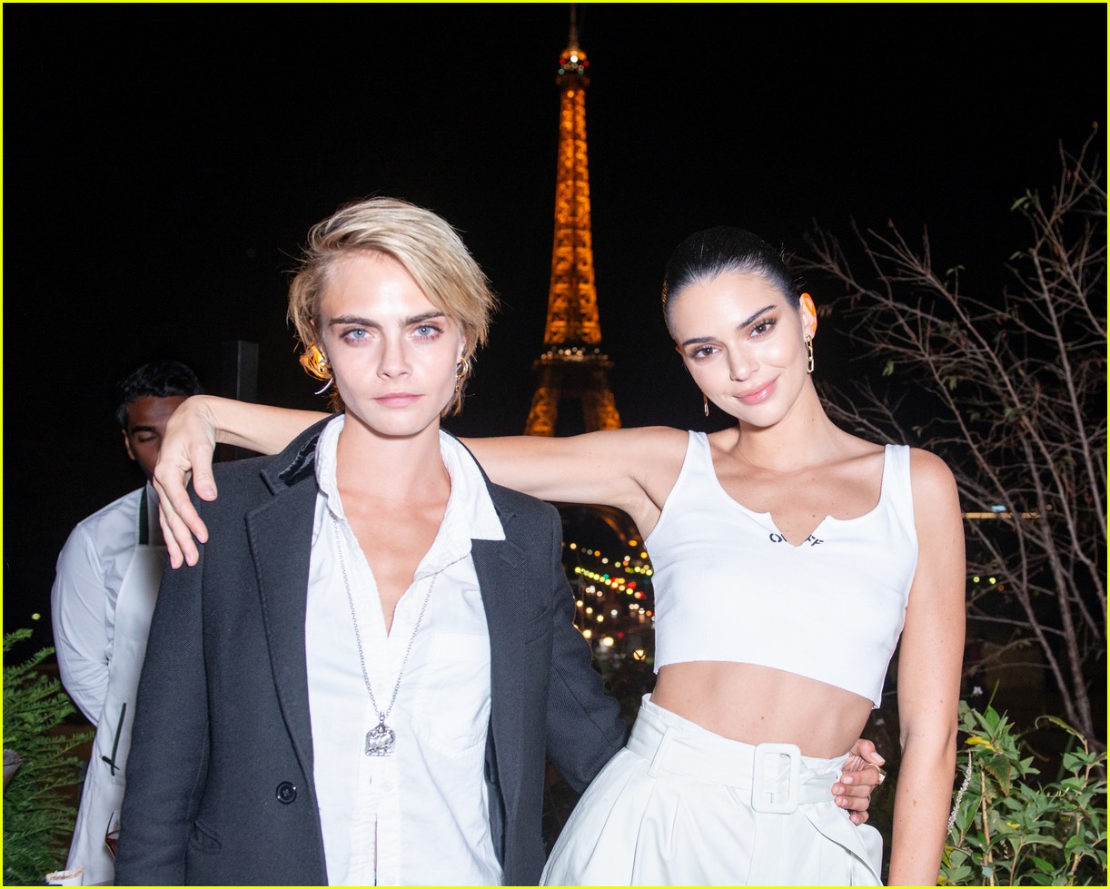 Full Sized Photo of kendall jenner cara delevingne off white paris 16