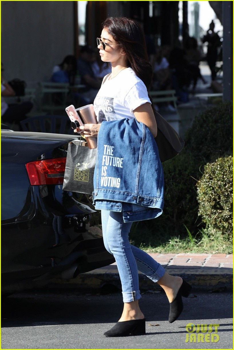 Sarah Hyland Wears An Important Message On Her Jacket 