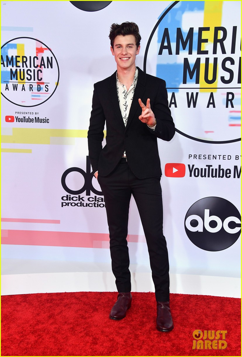Shawn Mendes Flashes a Peace Sign at American Music Awards 2018