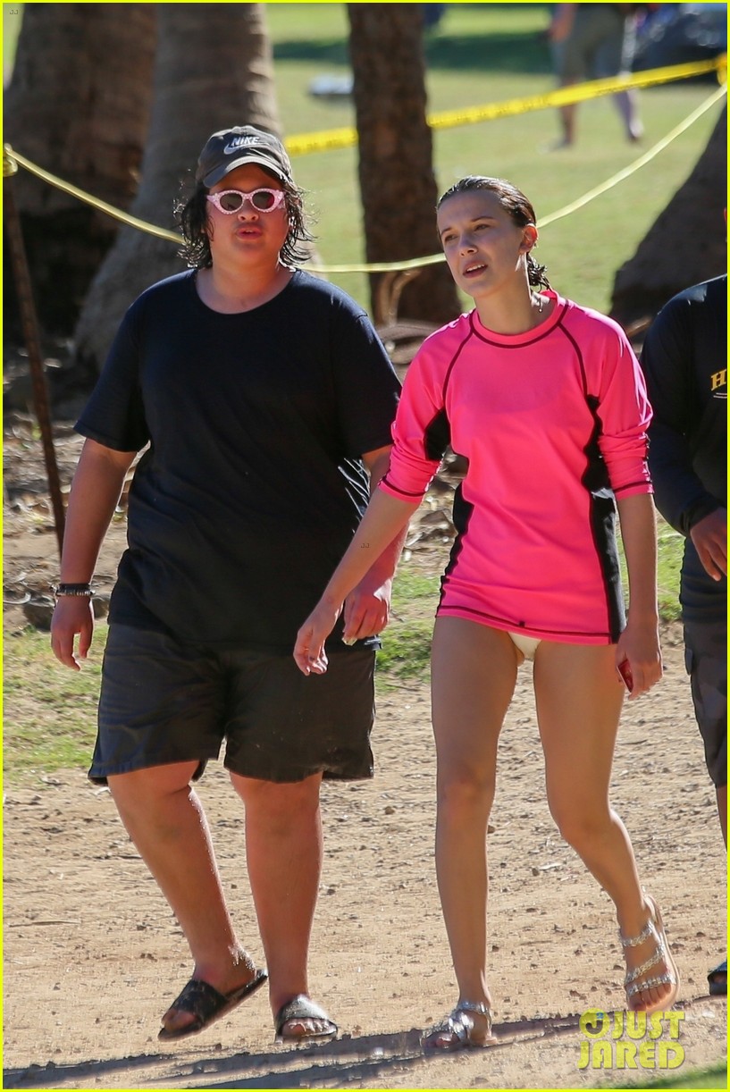 millie bobby brown and julian dennison hit the beach in oahu 01