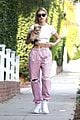 hailey bieber flashes her midriff while stepping out with puppy oscar 03