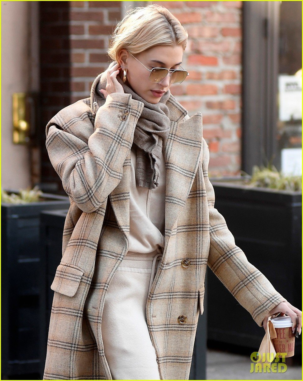 Full Sized Photo of hailey bieber bundles up for morning coffee 06