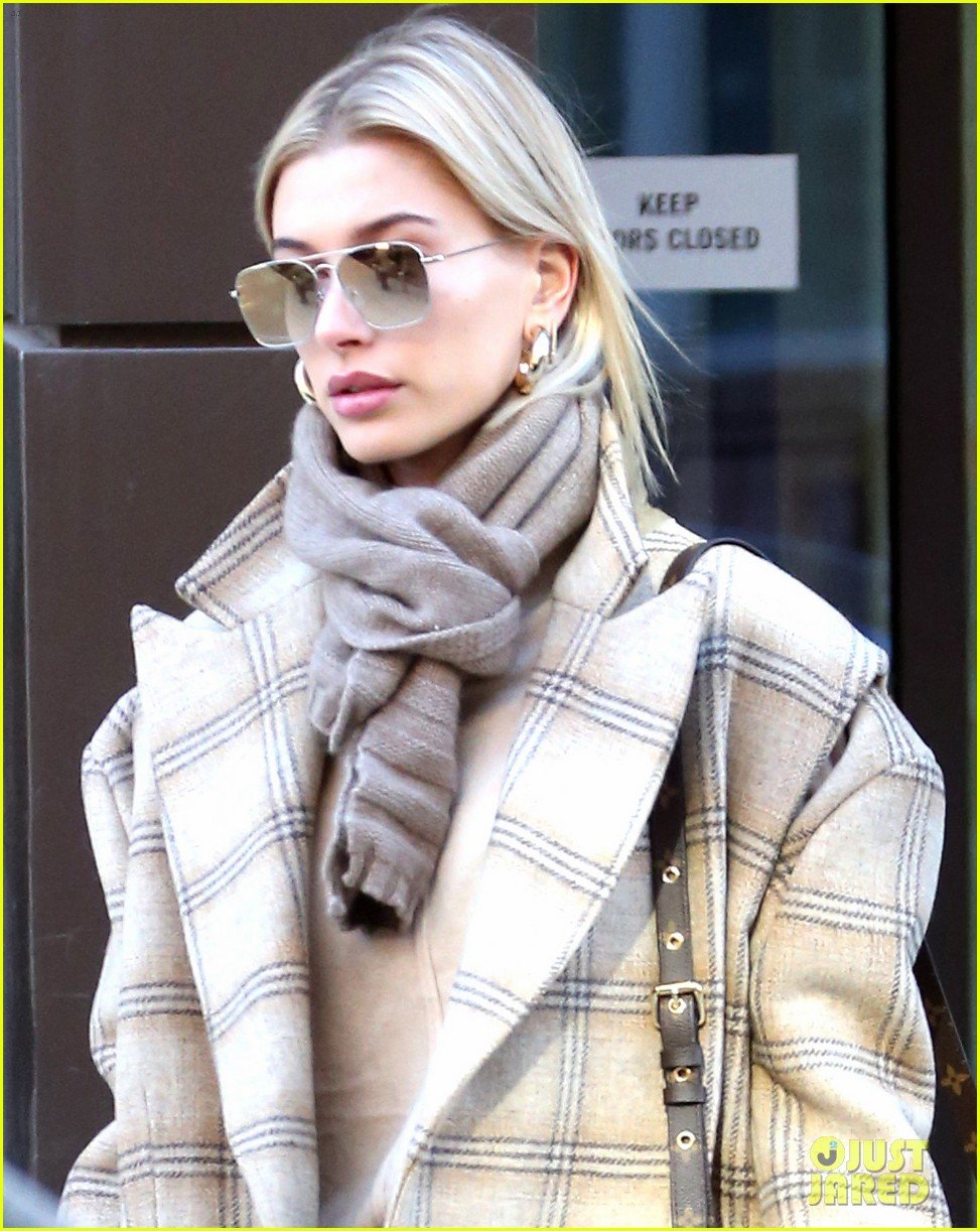 Full Sized Photo of hailey bieber bundles up for morning coffee 08