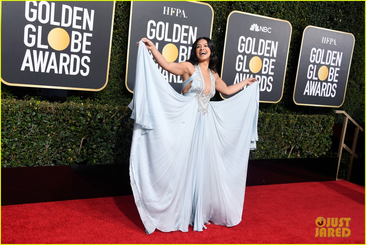 Sofia Carson & Gina Rodriguez Arrive In Style For Golden Globes 2019