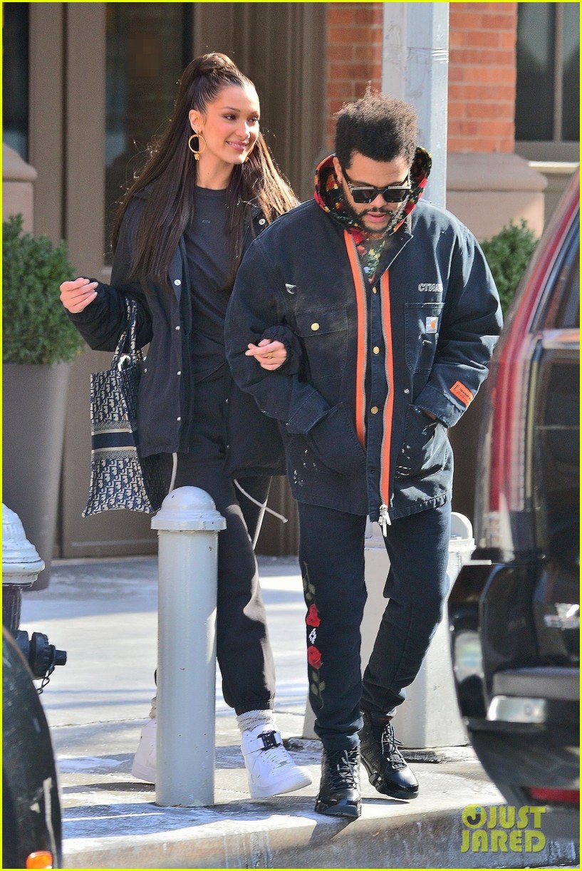 bella hadid and the weeknd bundle up while heading out in nyc 01