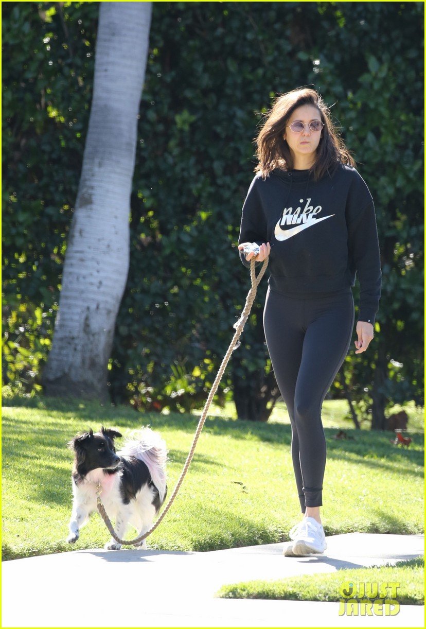 Nina Dobrev & Dog Mrs. Maverick Take Walk After Celebrating The Oscars