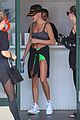 hailey bieber wears justins last name on her hat at pilates 01