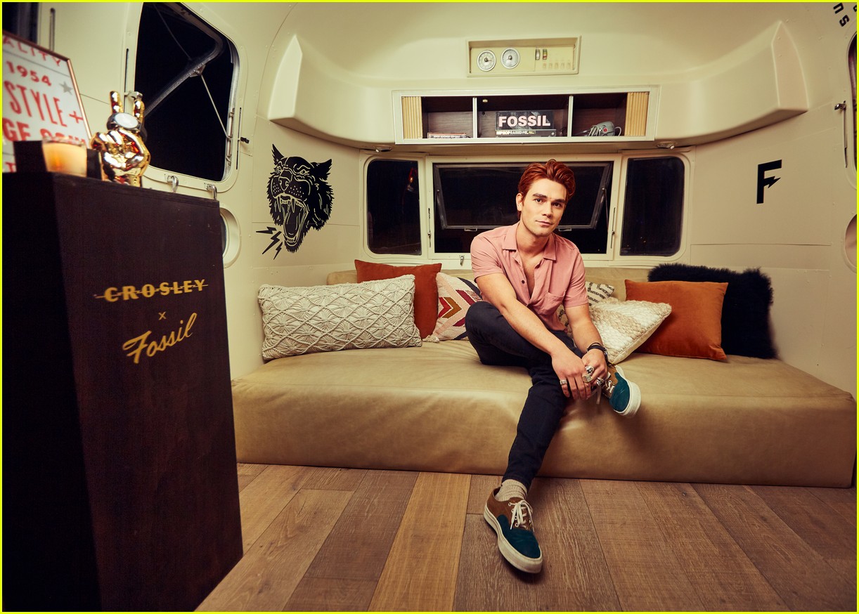 Full Sized Photo of kj apa shows off crosley x fossil collaboration in