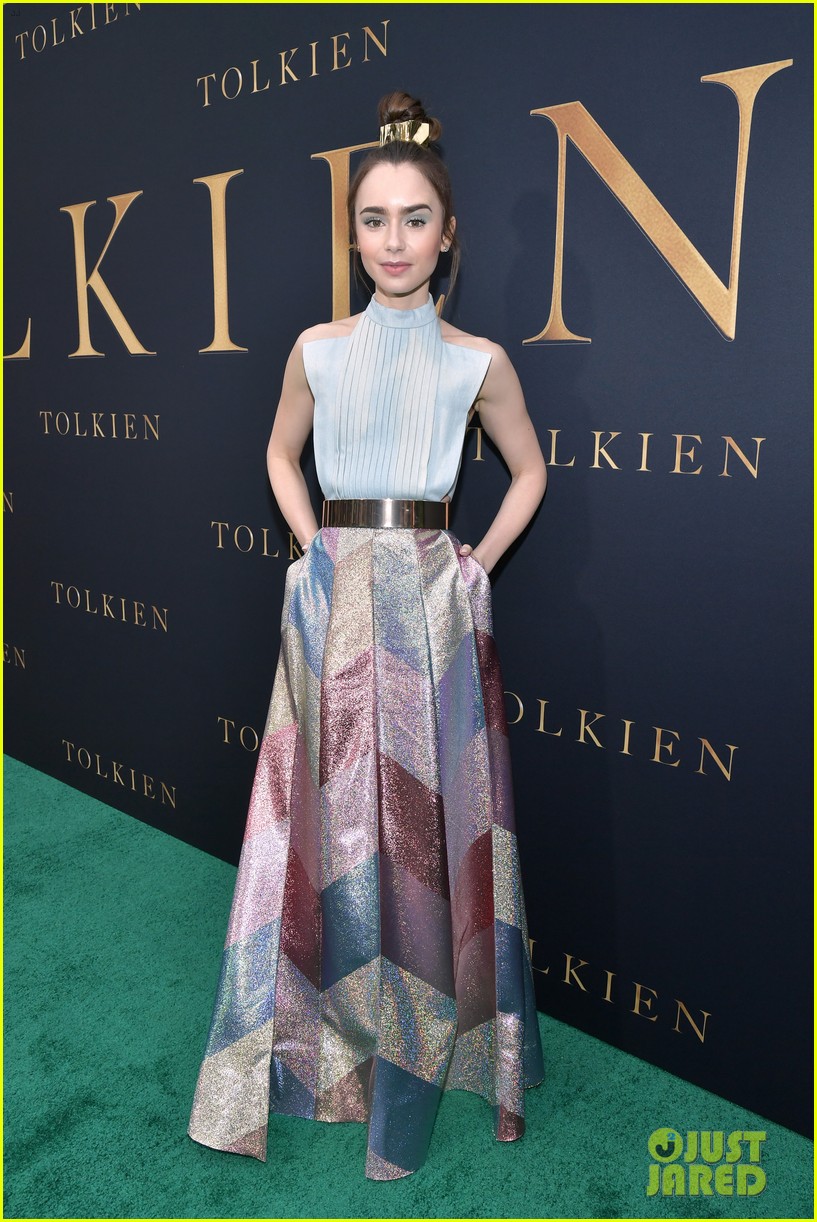 lily collins nicholas hoult look so stylish tolkien premiere 03