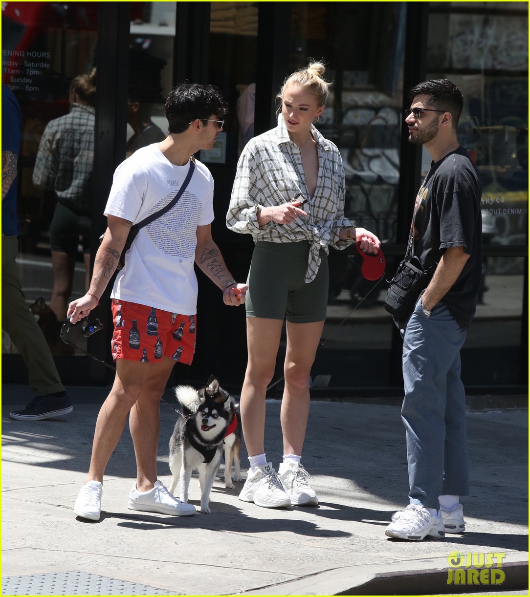 Full Sized Photo of joe jonas sophie turner take their dogs for a walk