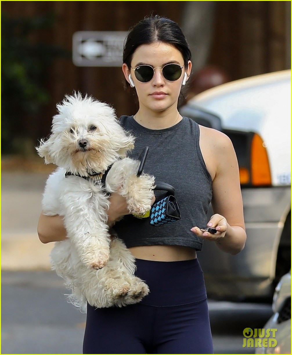 Full Sized Photo of lucy hale holding elvis 04 | Lucy Hale Carries Her