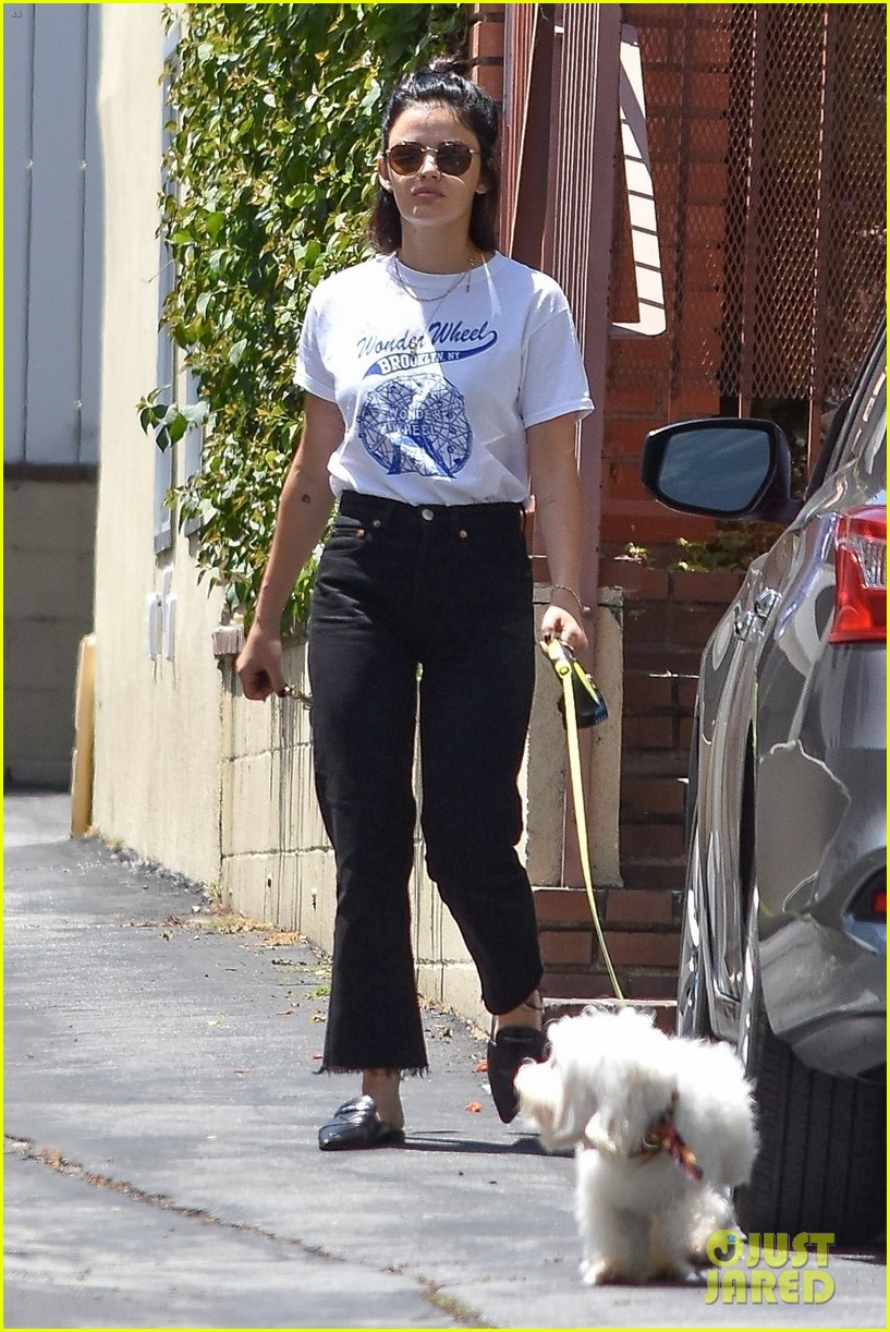 Full Sized Photo of lucy hale takes pup elvis for a walk 04 | Lucy Hale