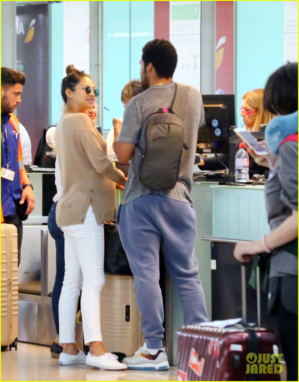 Shay Mitchell Pregnant-Barcelona Airport - CelebVegas