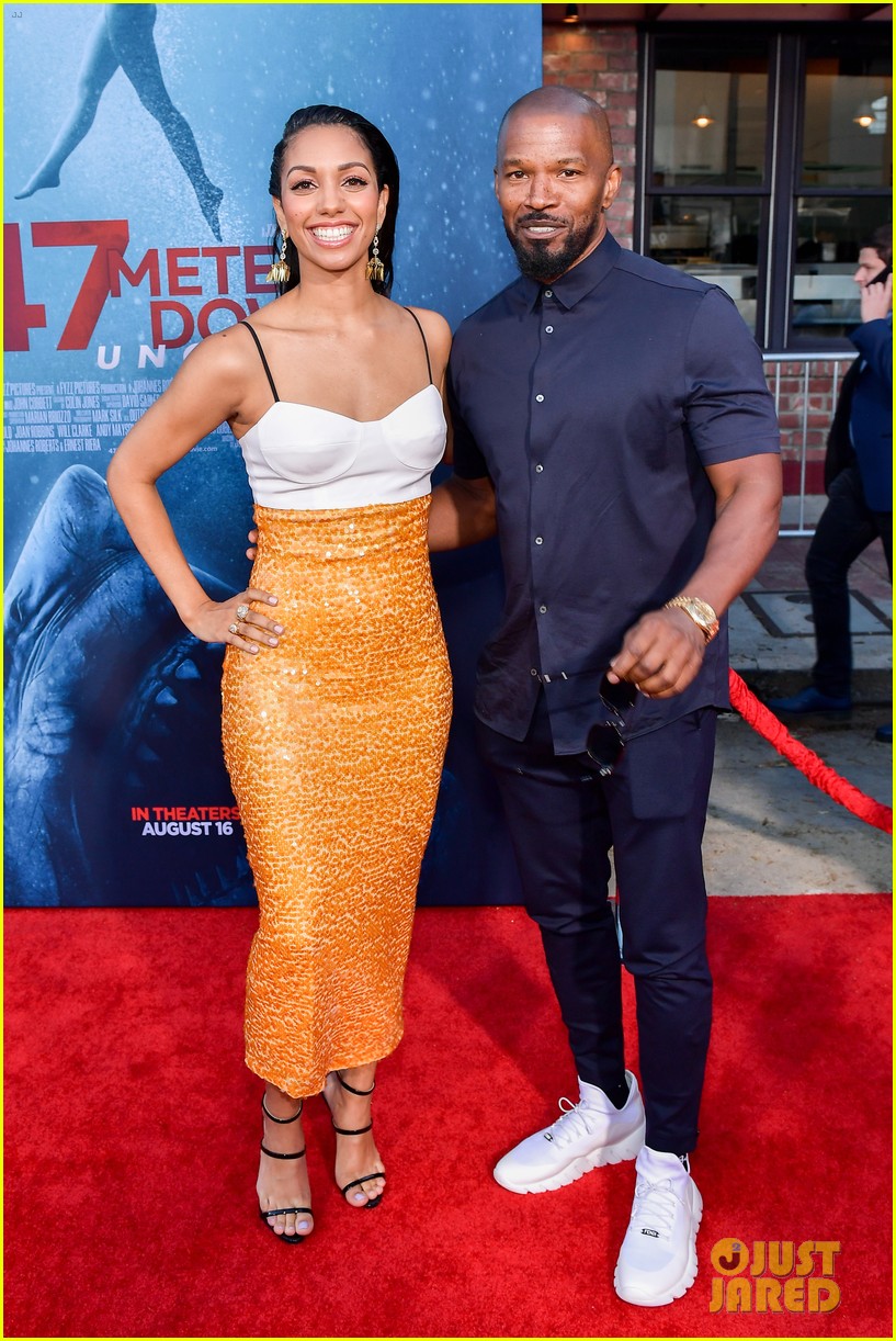 corrine foxx sistine stallone get family support at 47 meters down uncaged premiere 10