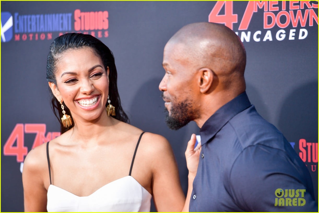corrine foxx sistine stallone get family support at 47 meters down uncaged premiere 17