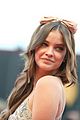 barbara palvin pairs embroidered gray gown with peach bow at joker venice premiere 03