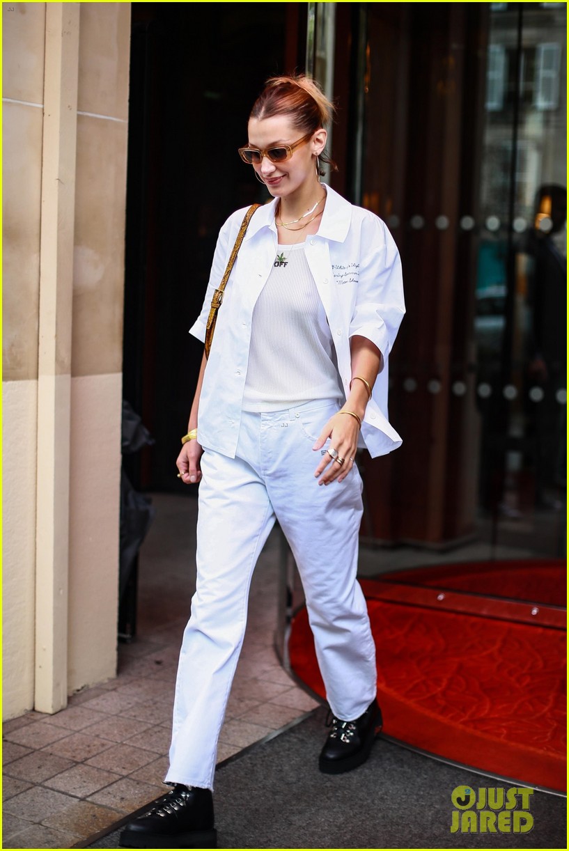 gigi hadid glitter nose bella hadid off white show 06