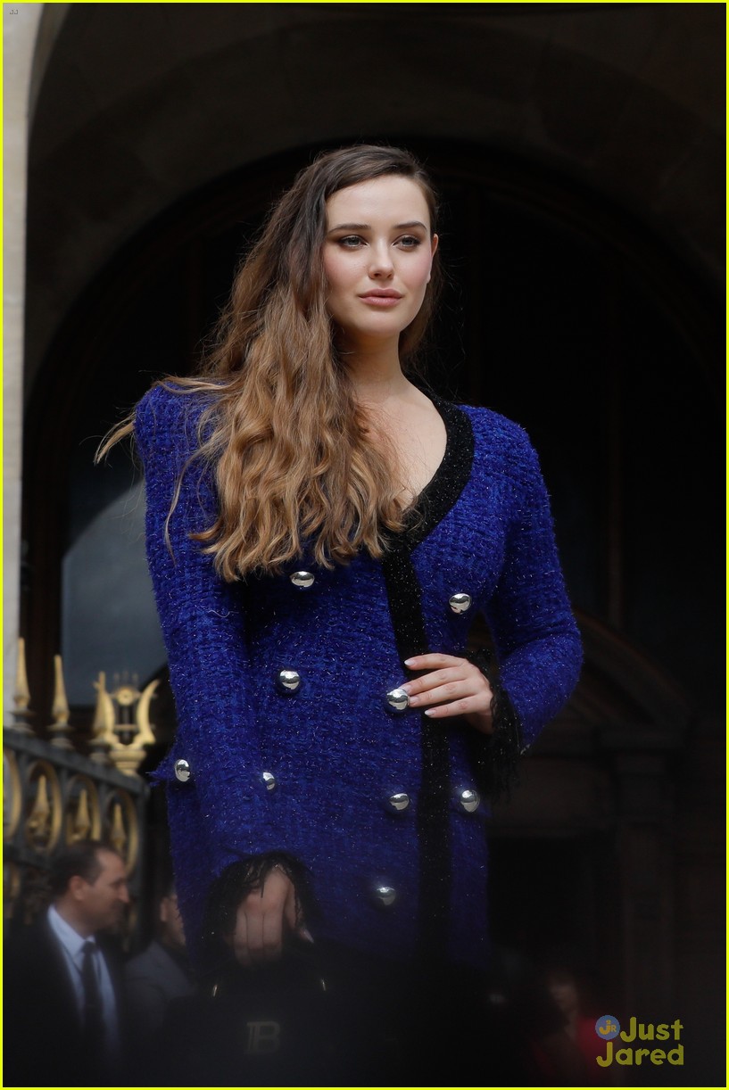 Katherine Langford Steps Out In Style For Balmain Fashion Show with