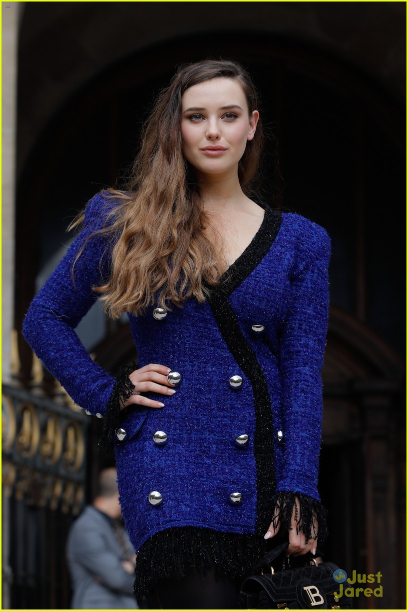 Katherine Langford Steps Out In Style For Balmain Fashion Show with