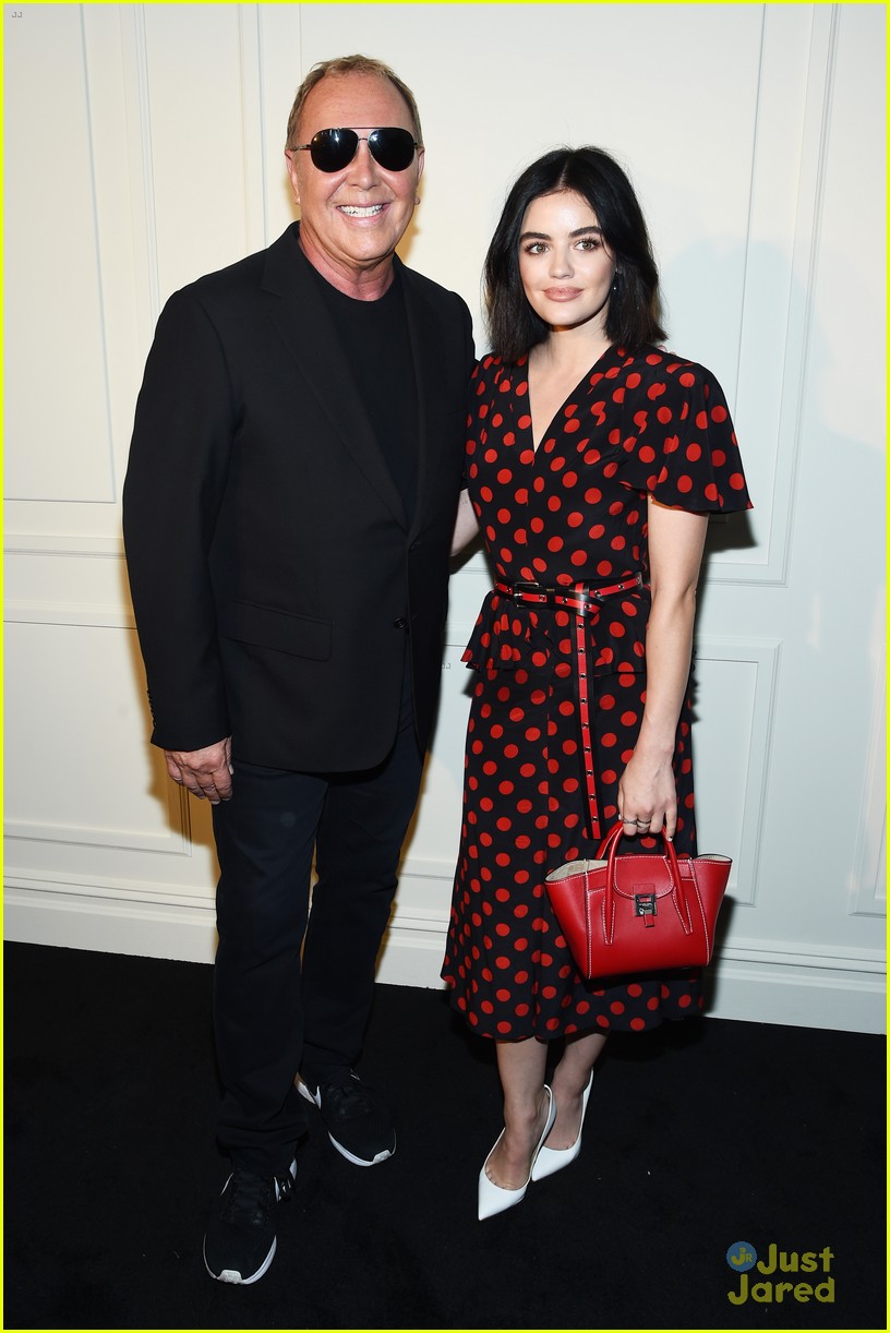 Full Sized Photo of lucy hale polka dots michael kors nyfw 08 | Lucy