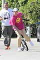 justin bieber falls off unicycle while learning how to ride 23