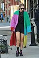 gigi hadid stays warm in fuzzy rainbow coat while out in nyc 10