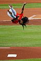 simone biles does backflip before throwing first pitch at world series game 10